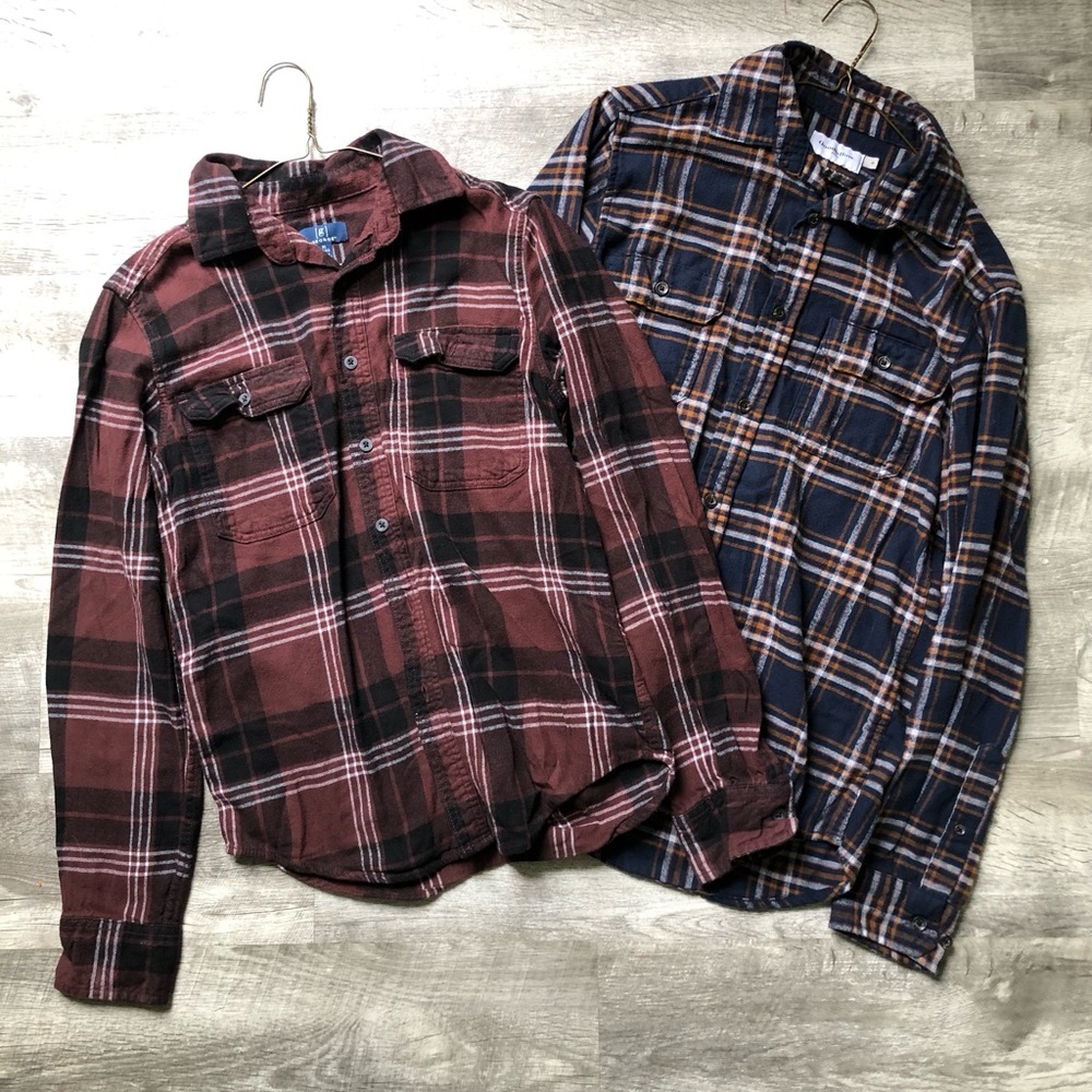 Goodfellow & Co Men's Plaid Button-Down Shirt - Burgundy & Navy